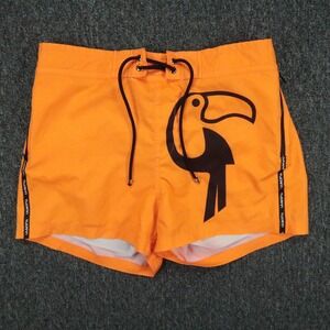 Tucann Swim Shorts Mens XL Orange Lined Zip Pocket Beach Graphic Print